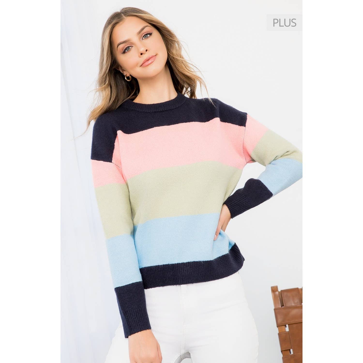 /Size Xl/ Colorblocked Knit Sweater