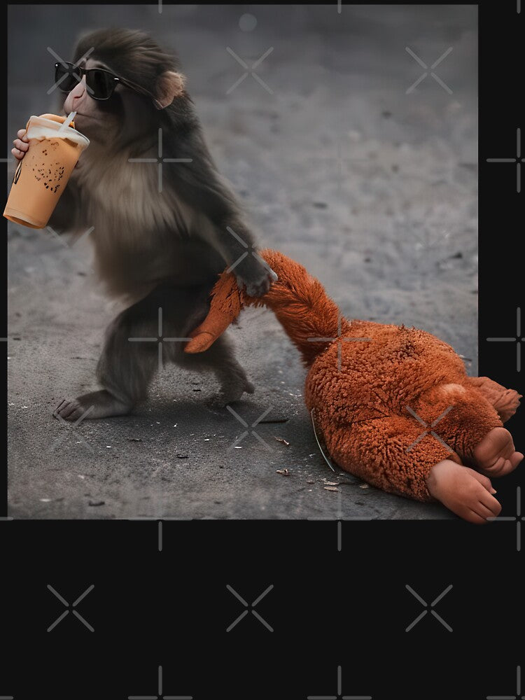 Baby Monkey Punch Drinking Iced Coffee by hodgetronix