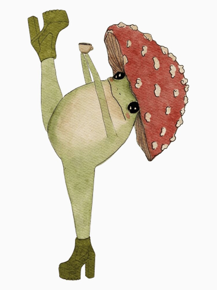 Fabulous Frog In Boots Mushroom Hat Coffee Design by RibbitRender